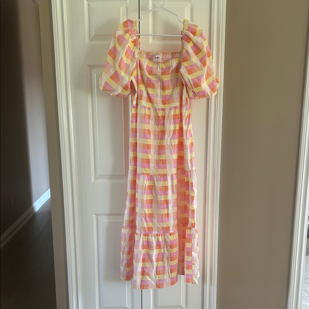 Buddy Love Pink and Yellow Plaid Maxi Dress